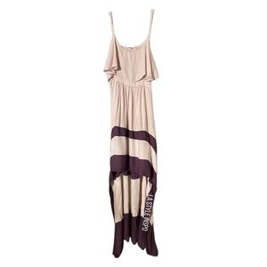 Fora Asymmetrical Maxi Dress Beige and Purple Size S